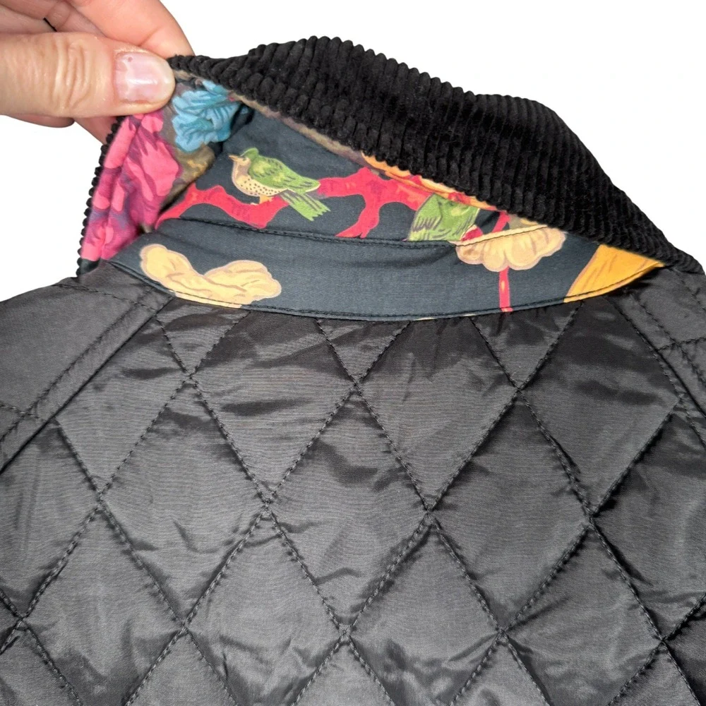 Barbour x Tuckernuck Kinsley Quilted Jacket Black Floral Lined Womens Sz 12 - Picture 10 of 16